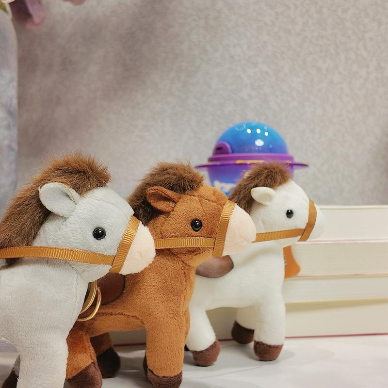 Stuffed Animal Horse Key Ring Horses Plush Cartoon Animal Giraffe Pendant Cute Pony Hanging Decor Donkey Small Doll