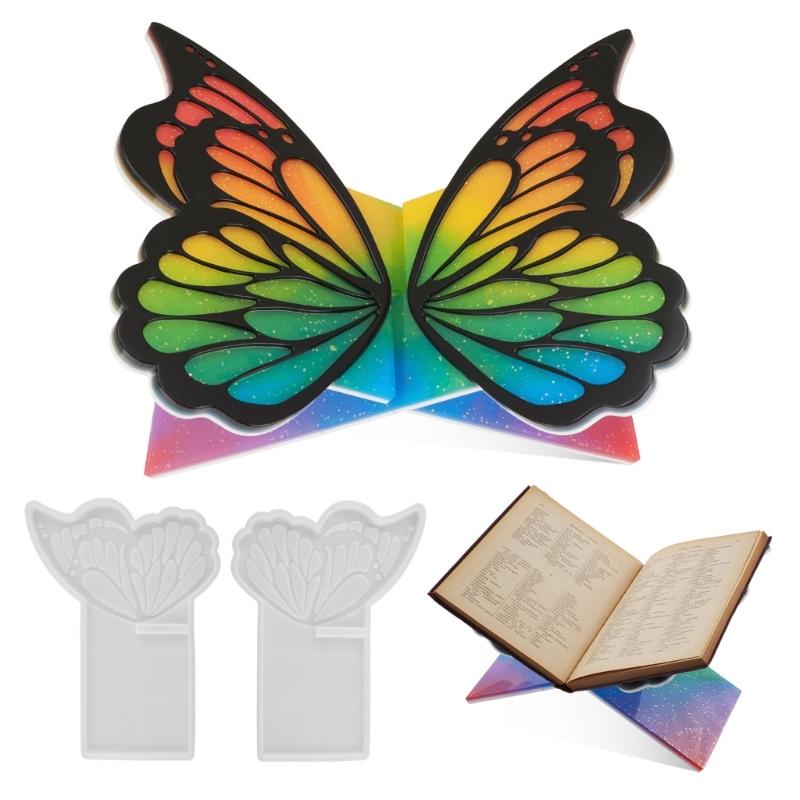 Creative Silicone Butterfly Shape Bookshelf Resin Mold Unique Bookrack Ornament Mould Artistic Book Rack Making Molds