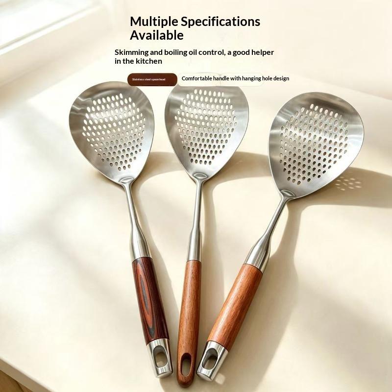 Stainless Steel Ladle Skimmer Heavy Duty Fine Mesh High Heat Resistant Food Strainer for Home Kitchen Hot Pot Cooking