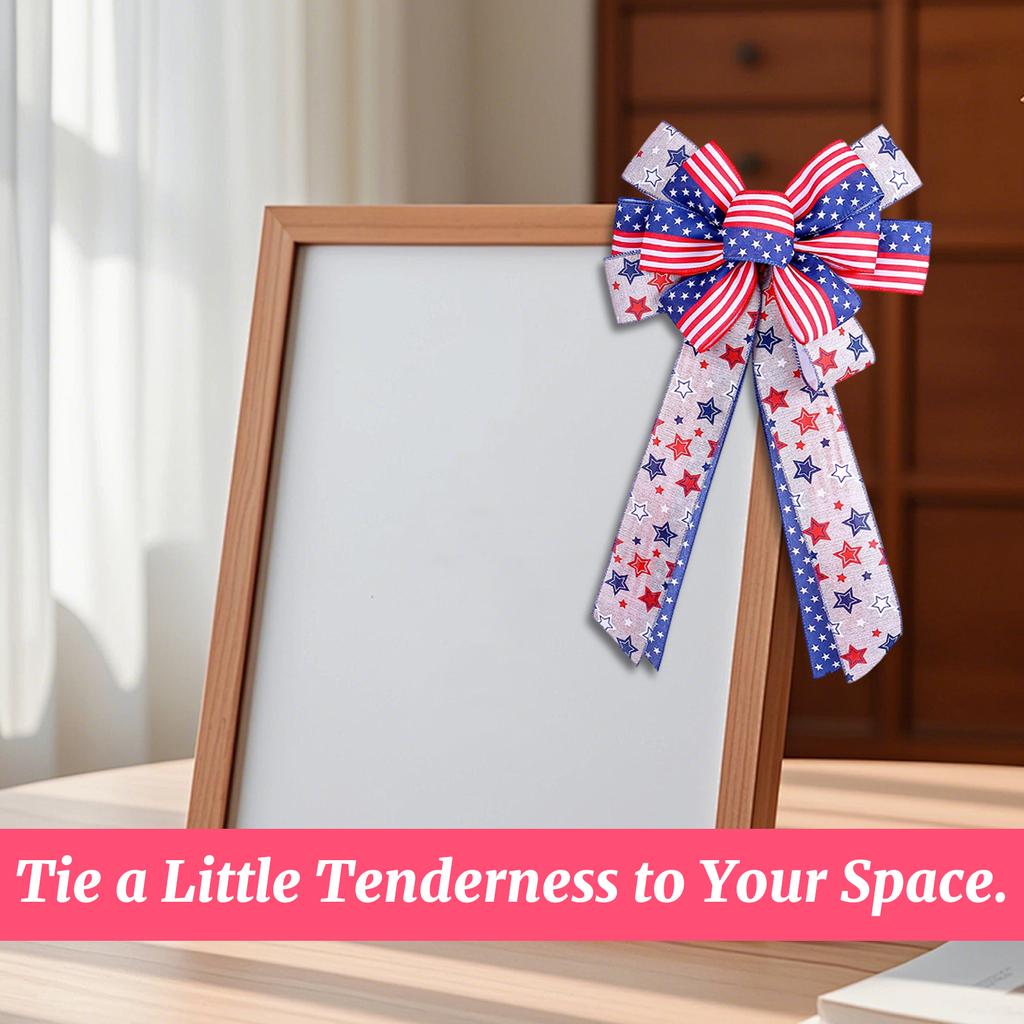 American Independence Day Bow Decoration Prop Festival Flag Star Stripe Bow Ribbon Pendant