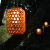 Waterproof Solar Lantern 800 MAH Warm Light Imitation Rattan Lantern Retro Style Pendant Lights Imitation Bamboo Lantern