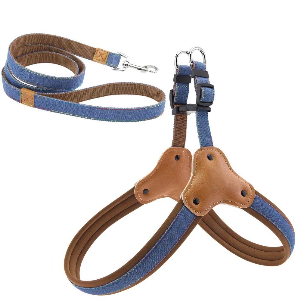 Collars Harnesses Leads Pet Leash Dog Harness Explosion Proof Breathable Adjustable Small Medium Large Saddle Walking Rope Chain S синий