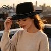 Chapéu Fedora Estilo Vintage Chapéu Retrô de Topo Plano, Chapéu Pork Pie Bowler de Feltro de Lã com Anel de Metal para Vestido Casual Outono Inverno, Chapéu Trilby de Aba Larga para Mulheres