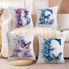 Letters Floral Print Cushion Cover Soft Plush Fabric Double-Sided Printed Sofa Cushion Cover For All Seasons Home Decor Gift