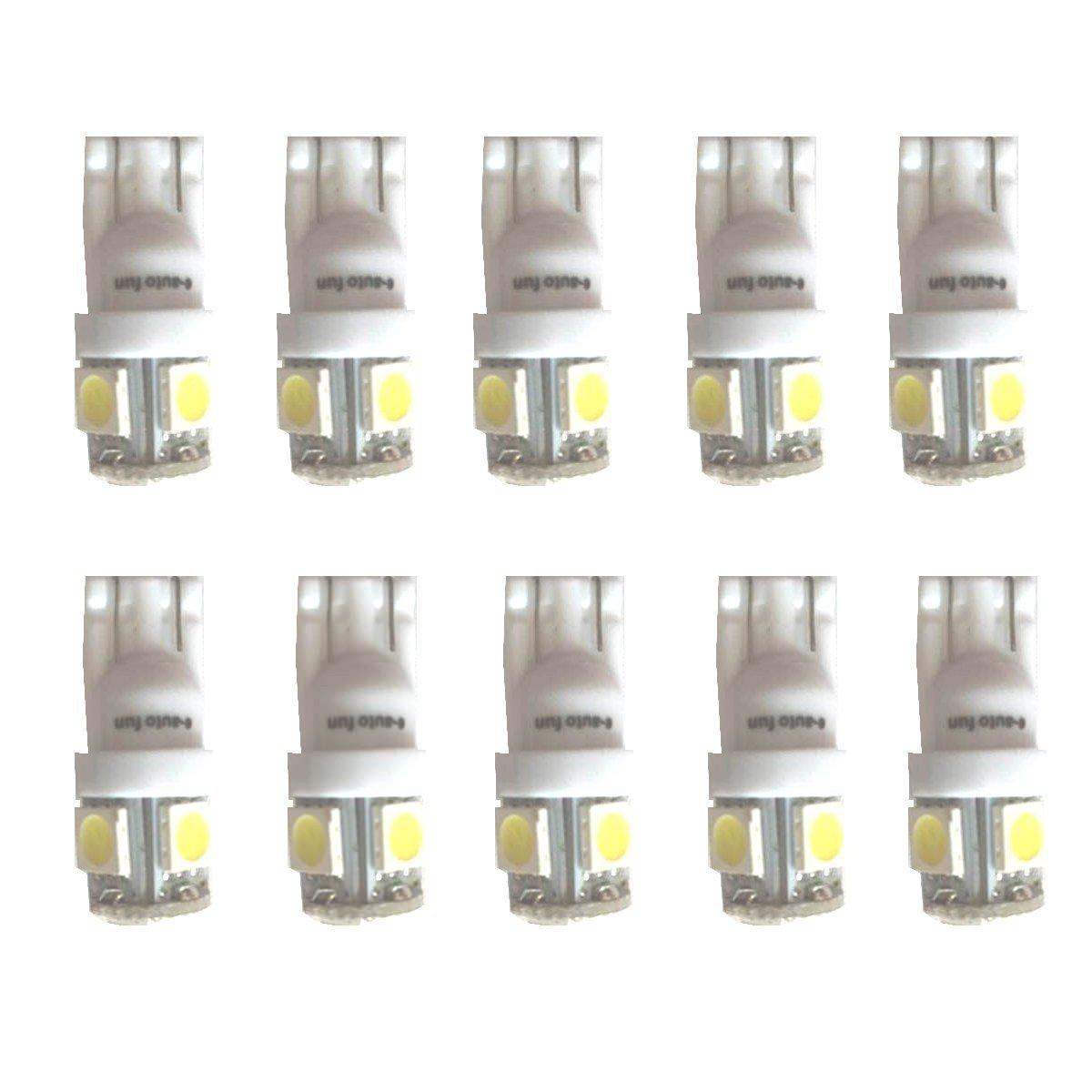 

[e-auto fun] T10 LED High Brightness White 6000K White 5050 3 Chip 5 SMD Position Number Room Lamp (Wedge Single) Набір з 10 шт