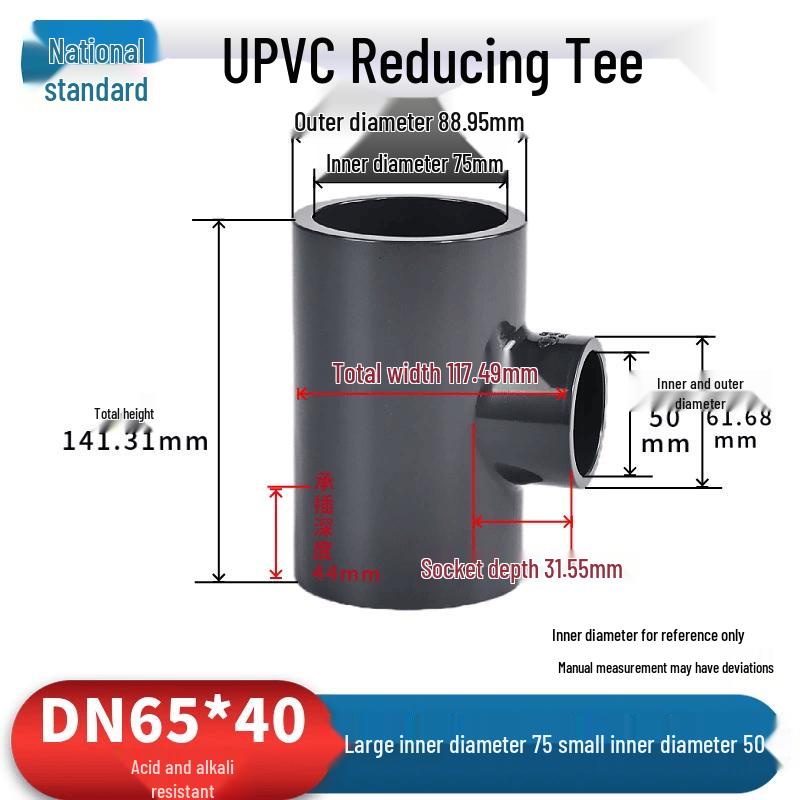 Feiya UPVC Corrosion-Resistant Reducing Tee