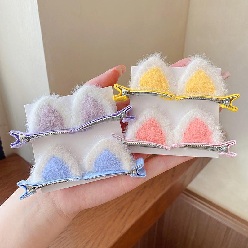 Cute Cat Ear Hairpin Girl Korean Plush Hair Clip Colorful Small Hairpin Hair Accessories For Women Headwear