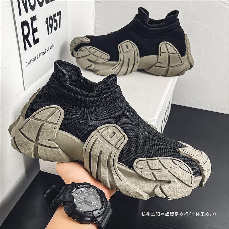 Socks Men's Shoes 2025 Spring and Summer New Casual Soft-soled Sneakers Large Size Shoes Men's One-pedal Breathable Dad Shoes