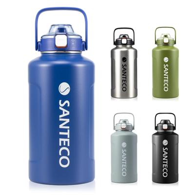 SANTECO Vacuum Insulated Stainless Steel Water Large with for Direct Blue Bottle, 1900ml, Capacity, Straw, Drinking,