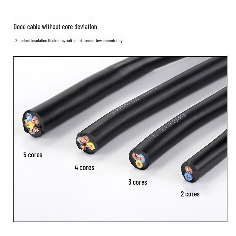 1.5 National Standard Pure Copper Core Electrical Wire - 0.5 Sq, 3-Core, 64-Strand Soft Power Cord, 2.5RVV, 2-Core, 0.75.