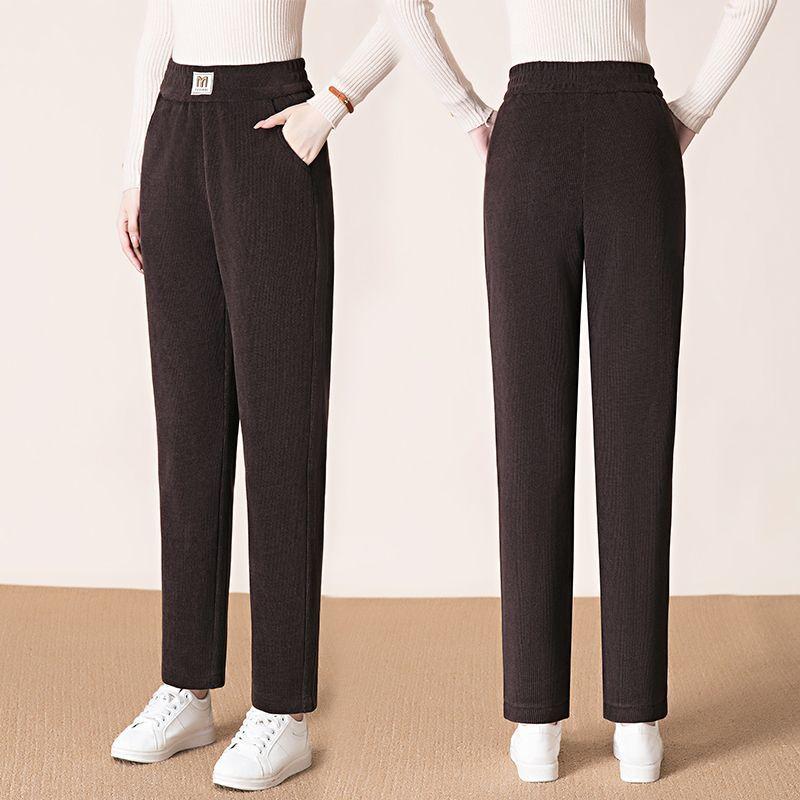 Winter Women New Warm Thicken Lambs Wool Pants Female High Waist Fleece Lined Pant Ladies Casual Straight Trousers