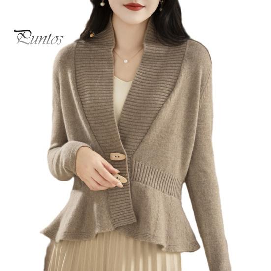 

Женский свитер, пальто, V-образный вырез, длинный рукав, оборка, вязанный свитер, однотонный, приталенный, обтягивающий свитер, кардиган хаки