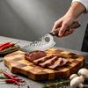 Hand Forged Kitchen Prep Knife Hammered Texture Steel Blade Ergonomic Wooden Handle Household Cooking Knife for Daily Meat and Food Preparation