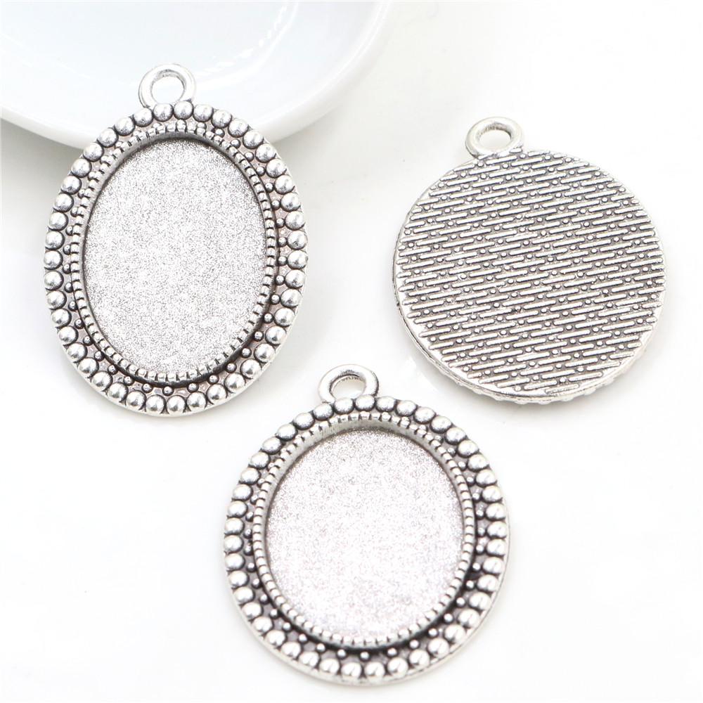 10 Stück 18x25mm Innenmaß Ovaler Anhänger Cabochon Leere Basis Fassung Fassungsschale DIY Halskette Schmuckherstellung Zubehör Fundstücke