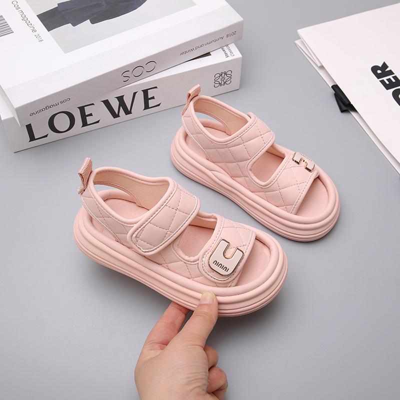 2025 Summer Kids' Sporty Open-Toe Velcro Sandals: Toddler Boys' & Girls' Soft Sole Beach Shoes