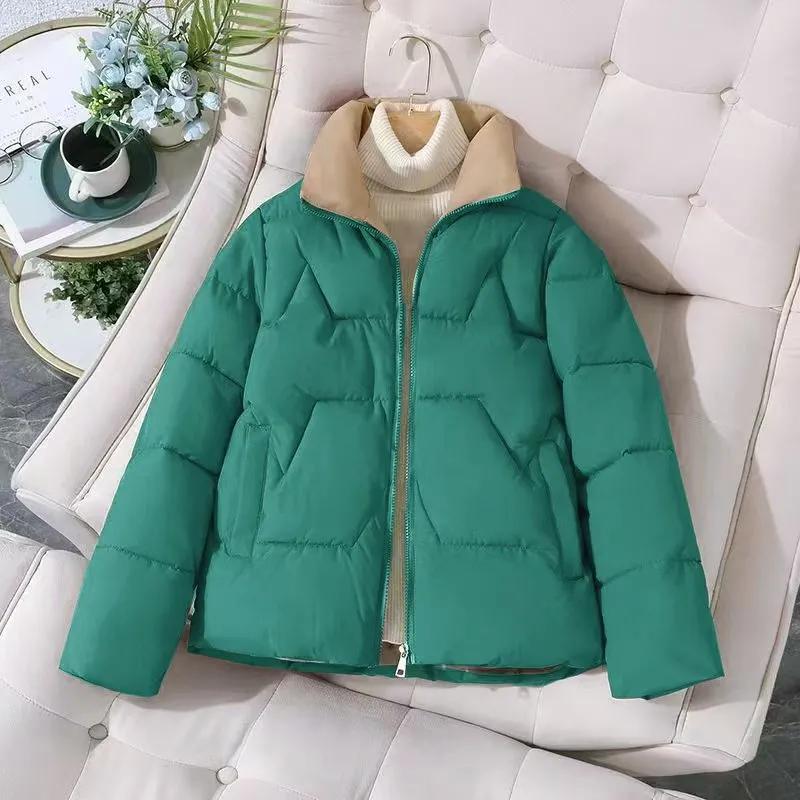 Women's Winter Short Thickened Warm Jacket Loose Stand-up Collar Simple Jacket