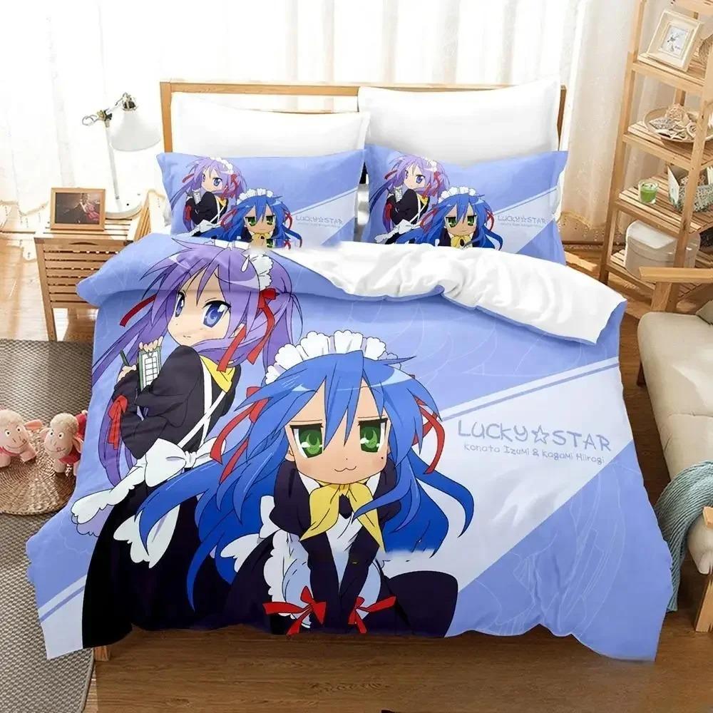 3D Anime Konata Izumi Lucky Star Bettwäsche-Set Bettbezug Bettset Steppdeckenbezug Kissenbezug Steppdecke King Queen Size Jungen Erwachsene