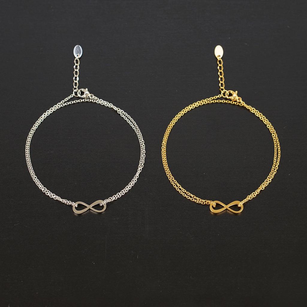 Bracelet for Women and Men Allergy Chain Infinity Hawaiian Silver Pair with Adjuster [Alavel] [Metal Compatible] Leave-on