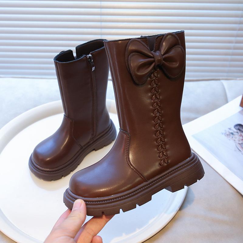 Dívčí kozačky dětské dlouhé kozačky z měkké kůže 2025 nové podzimní a zimní dívčí dětské kozačky pro malé princezny vysoké kožené kozačky