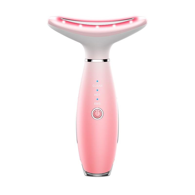 Tri-Color EMS Neck & Face Massager for Women – Heated Vibration Beauty Device