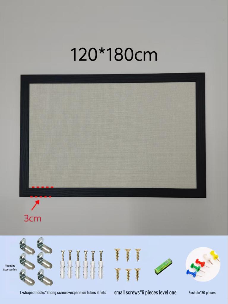 Black Frame Burlap Cork Board: Wall-Mounted Photo & Message Display for Kindergarten Theme
