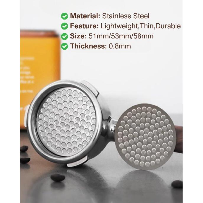 54mm Espresso Puck Screen, 0.8mm Thickness Stainless Steel Reble Coffee Filter, Designed for Bottomless Portafilter Baskets, Enhances Espresso