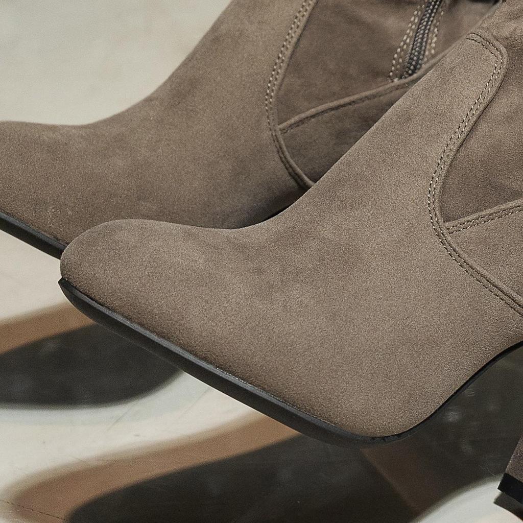 Dames Suede Puntige Neus Stiletto Middelhoge Hak Geplooide Laarzen Herfst/Winter