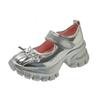 Women Casual Silver Platform Ballet Shoes Thick Sole Sneakers New Summer Fashion Single Shoes Woman Platform Mary Jane Pumps