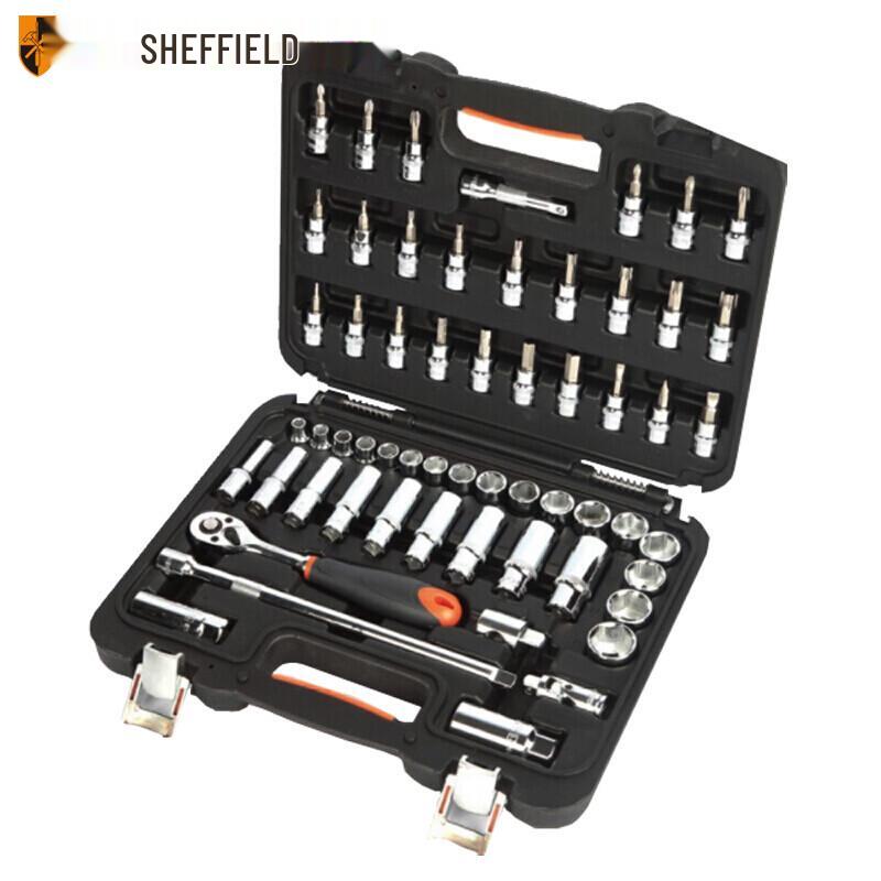 SHEFFIELD S010003 58-Piece Metric Ratchet Wrench & Socket Set mm
