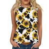 Blumenmuster 3D-Druck Tanktops Damen Sommer O-Ausschnitt Lässige Weste Schulterfrei Y2k Elegant Ärmelloses Top Camisole Damenbekleidung