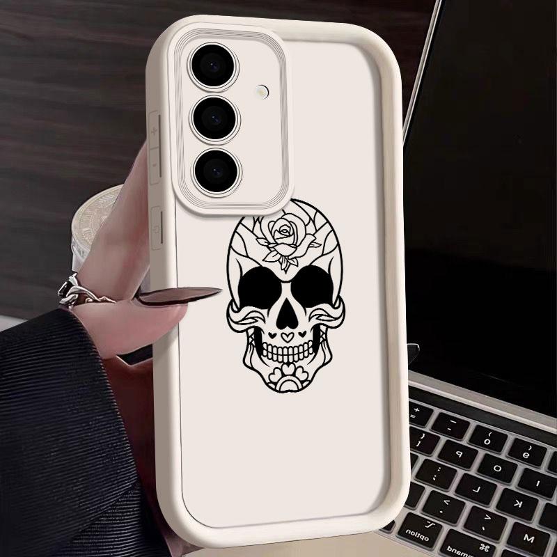 Phone Case For Samsung S26 S25 S24 S23 S21 S20 Ultra Horror Black Skull Skeleton Funda For Galaxy S25 S24 FE S26 Plus Soft Cover