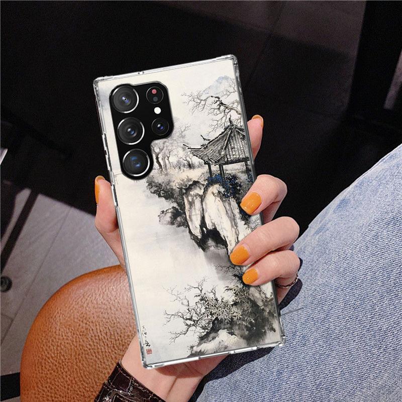 Chinese Style ink Painting Art Phnoe Case for Samsung Galaxy S26 S25 Edge S23 S24 Ultra S22 Plus S21 S20 FE Unique Cover Soft Co