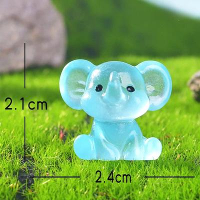 5 Peças Adoráveis Elefantes Miniaturas Pequenas Resina Transparente Luminosa Animal Miniatura Paisagem Enfeites de Mesa