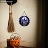 2D Flat 1pc Wooden Halloween Decorative Sign, 7.87x7.87 Inches Church Graveyard Moonlight Night Scene Halloween Decor, Yard Door Porch Window Wall