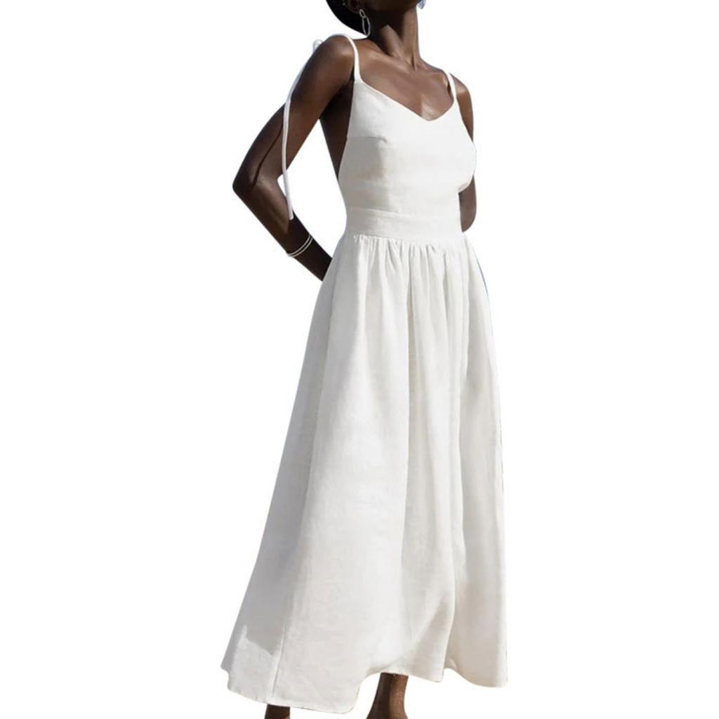Spring New Arrival Women's Elegant Sexy Solid High Waist Suspender Dress, European American Style Forest Aesthetic Casual Dress for Women