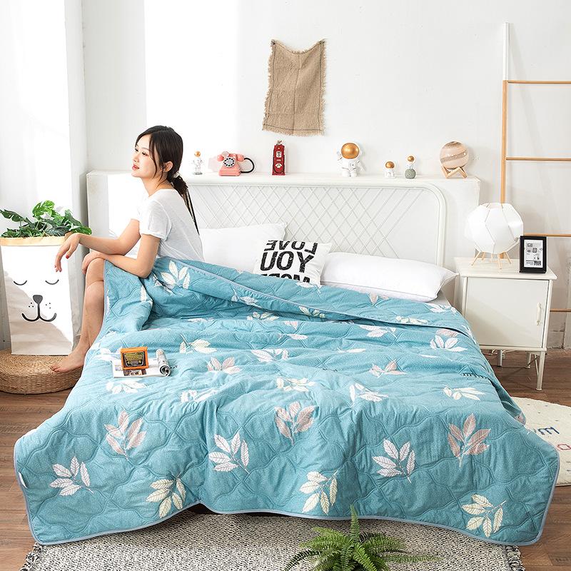 2025 Summer Thin Blanket Printing Bed Quilt Summer Cool Quilt Double Blankets Comforters Skin-friendly Cotton Thin Quilt Soft Bedding Home Textile