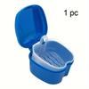 Portable Denture Case - Double Layer Storage Box with Drainage Holes & Cleaning Net, Travel-Friendly Brace/Keeper Container