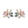 Korean Trendy Handmade Colorful Sweet Flowers Stud Earrings For Women Shiny Jewelry Oorbellen Gifts