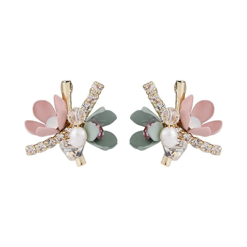 Korean Trendy Handmade Colorful Sweet Flowers Stud Earrings For Women Shiny Jewelry Oorbellen Gifts