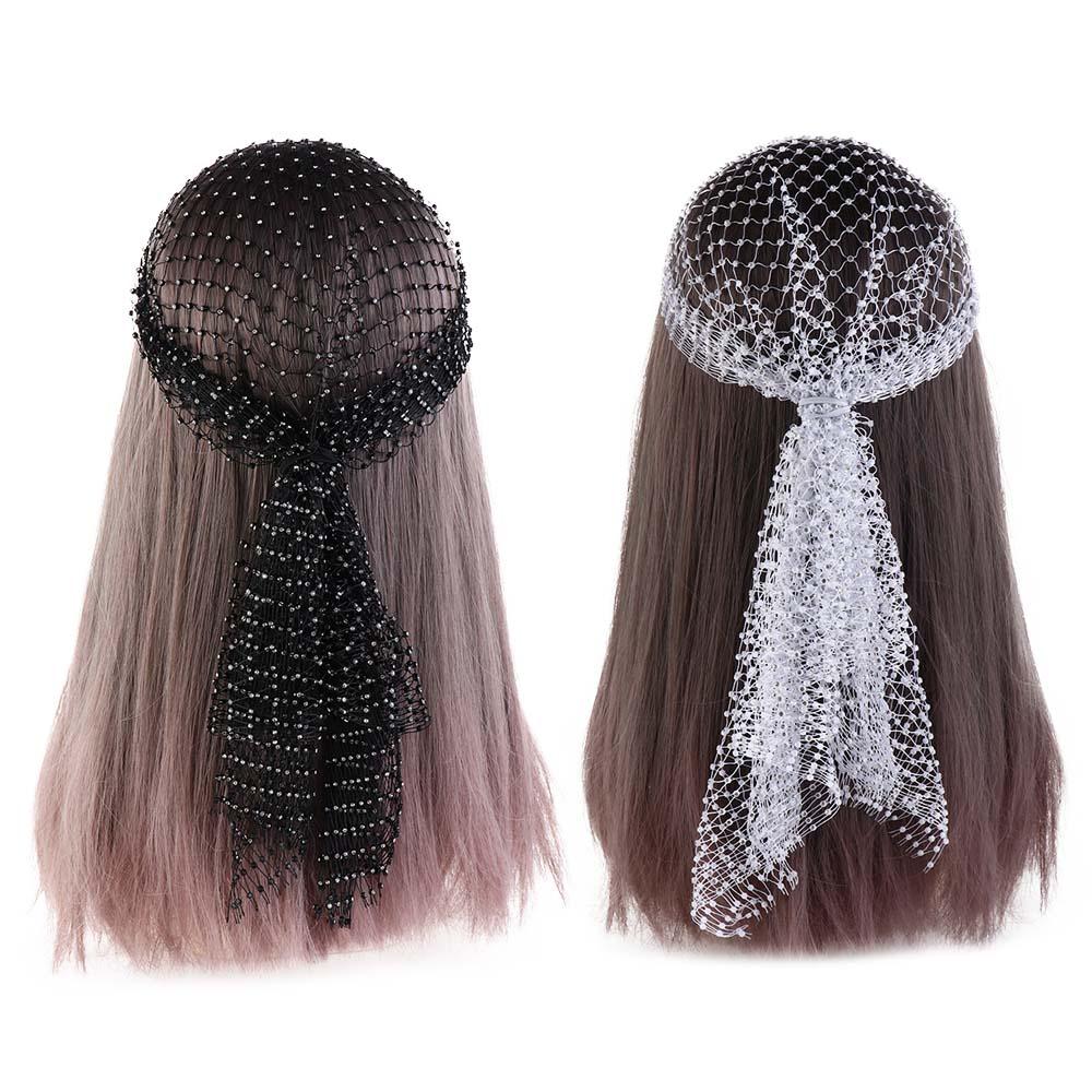 Out Girl Hair Accessories Rhinestone Headband Women Hair Scarf Bling Turban Mesh Head Scarf Cap
