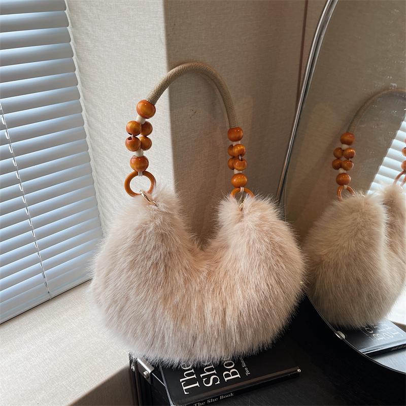 Autumn Winter Women's Plush Handbag Shoulder Underarm Bag