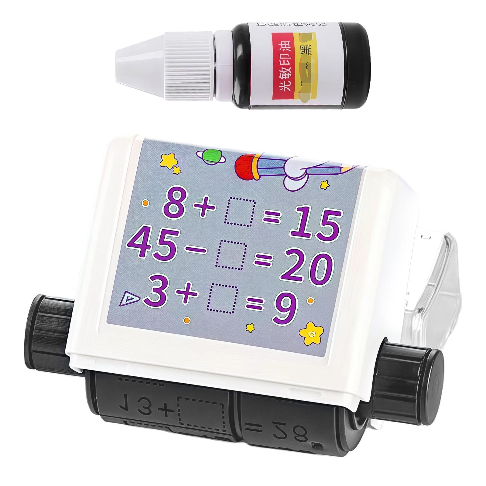 Addition Subtraction Quiz Generator Stamper with Refill Inks Mathematics Roller Stamper For Teacher Classroom Homeschool