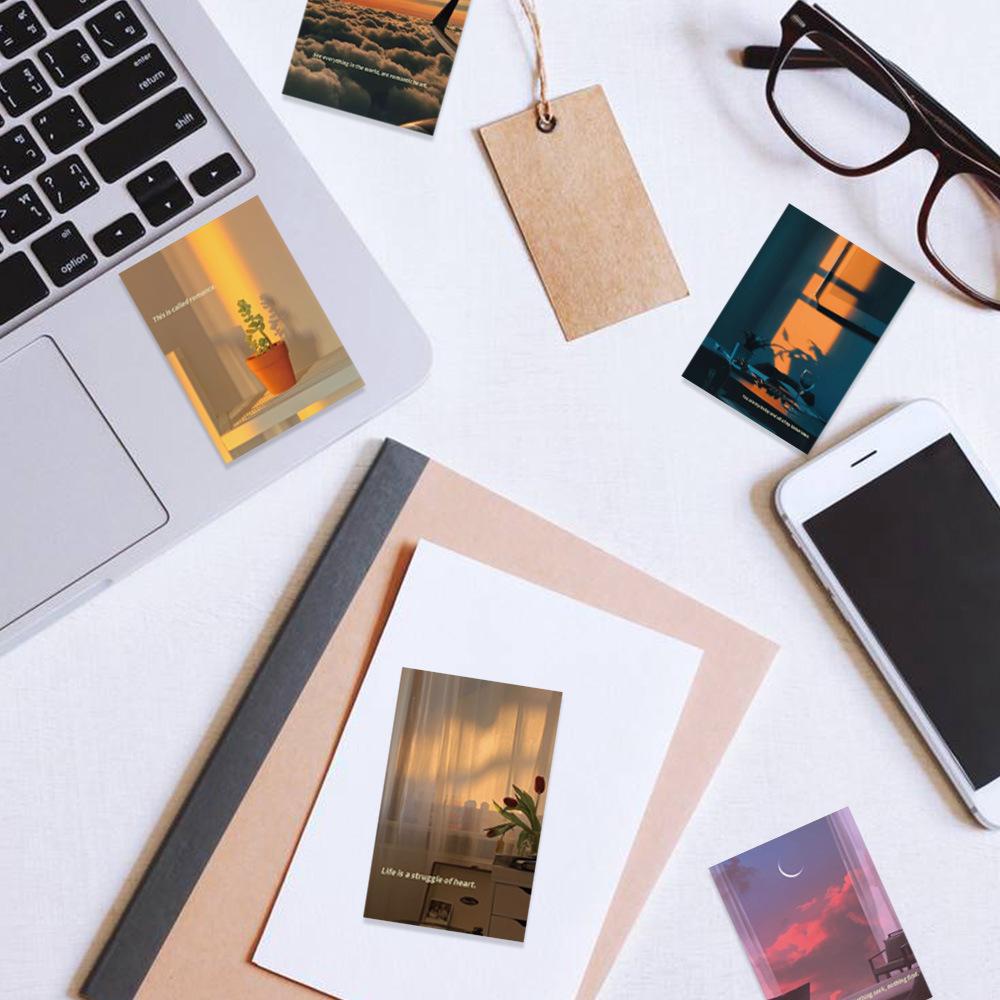 60Pcs Retro Sunset Waterproof Graffiti Sticker Aesthetic Decorative Luggage Laptop Phone Fridge Scrapbook Decals