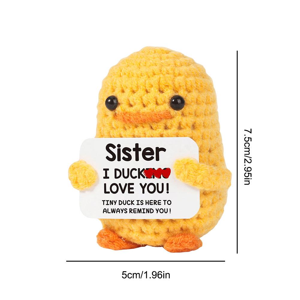 Crochet Duck Knitted Positive Duck Creative Christmas Halloween Gift Decoration Emotional Support Toy for Family Friends