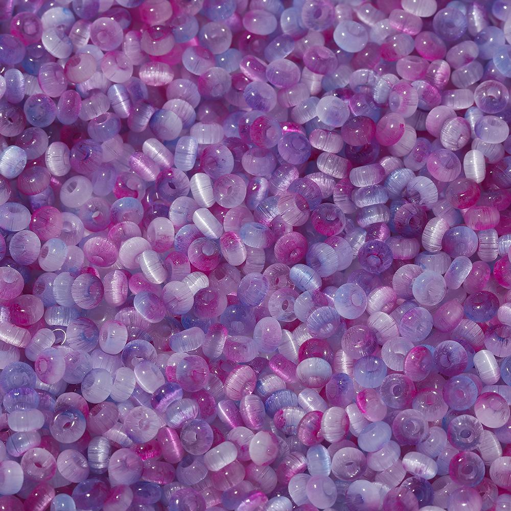 About 2 * 4mm Glass Two-color Cat's Eye Beads, DIY Bracelet Beaded Jewelry Accessories