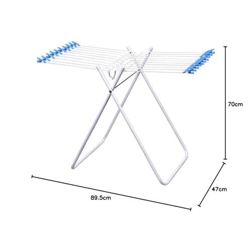 Sawafuji E20DX Stand Clothes Dryer, Light Blue, Holds 20 Towels, Towel Clips, Tank Tops, Underwear, Children's Clothes, Foldable, Compact, Indoor Dryi