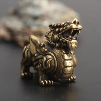 2pcs/Pair Copper Chinese Mythological Animals Home Decoration Dragon Head Oxtail Horseshoe Moose Deer Body Brass Decor Ornaments
