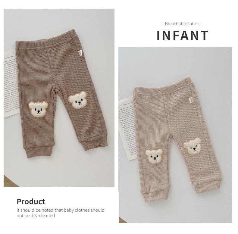 Waffelstrick-Bärenhose für Babys – Lässige koreanische Hose für Jungen & Mädchen