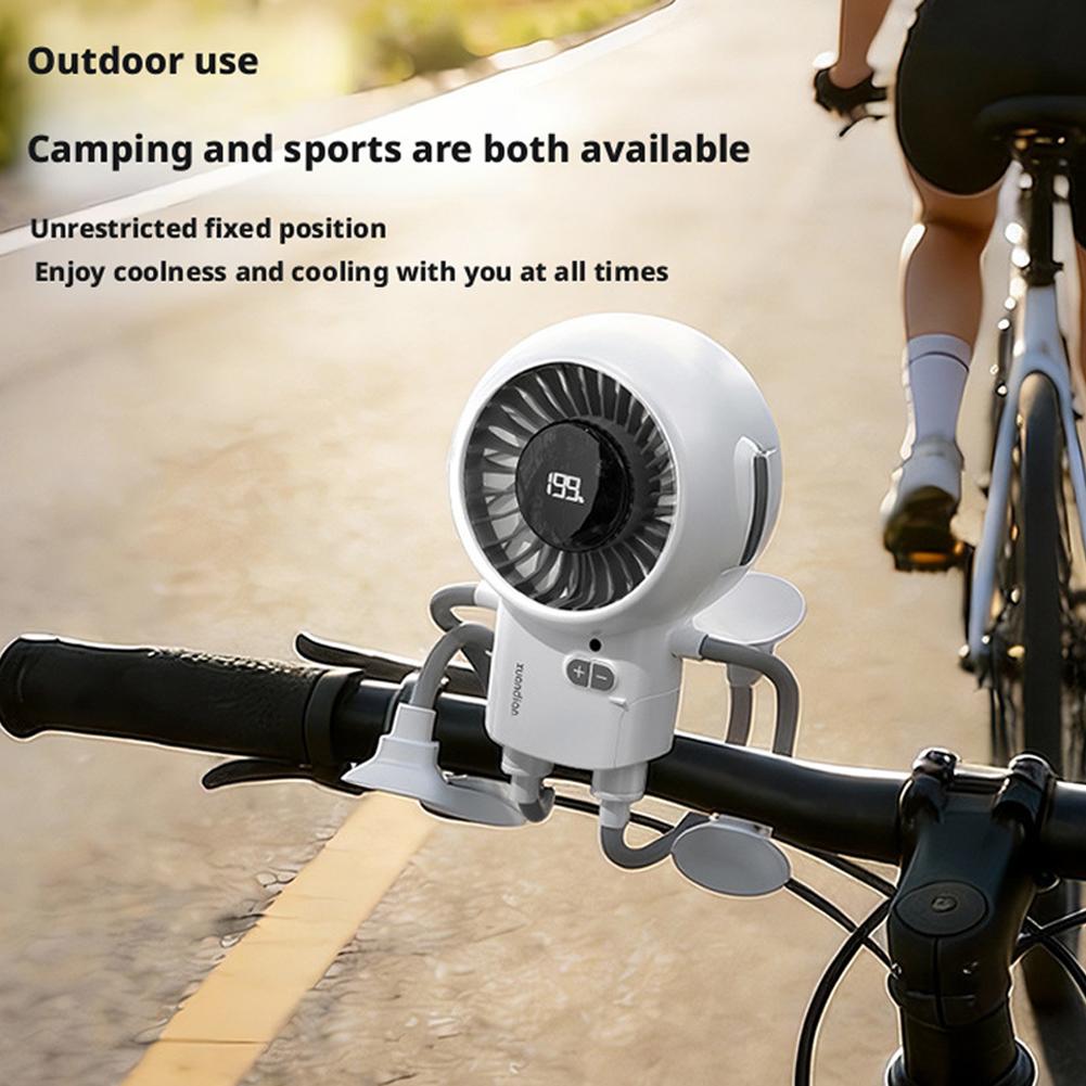Portable Handheld Fan Dual Modules 199 Level Adjustable Wind Speed Mist Fan With Suction Cup Flexible Legs