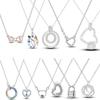 Original Necklace 925 Sterling Silver CZ Simple Heart Chain Necklace For Women Fit Original Charm Beads DIY Making Jewelry Gift
